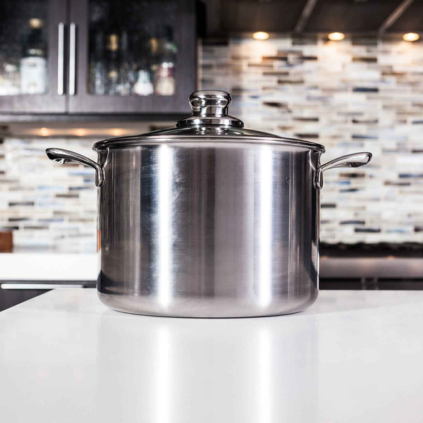 Premium Clad 7.9 qt Stock Pot with Glass Lid - Induction