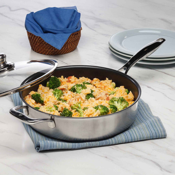 Nonstick Clad Saute Pan with Glass Lid - Induction