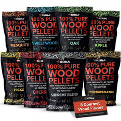 Kona Wood Pellet Variety Pack, 8 Flavors (8 x 1 lb) for Ninja Woodfire & Smokers