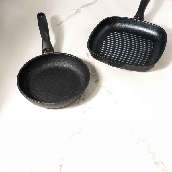 XD Nonstick 8" Fry Pan and 9.5"x 9.5" Grill Pan Set | Made in Switzerland