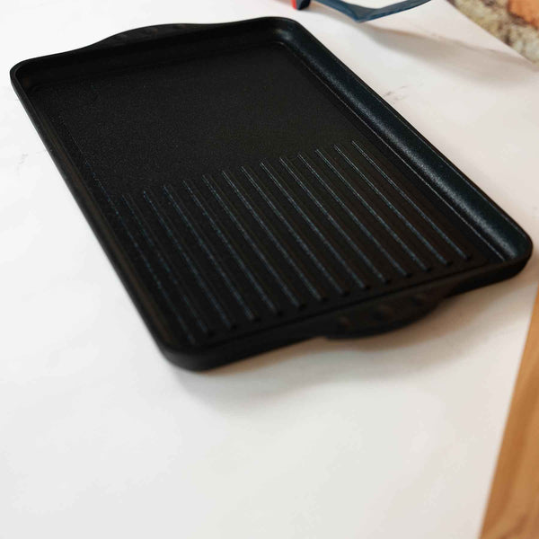 XD Nonstick 17" x 11" Double-Burner Grill/Griddle Combo | Made in Switzerland