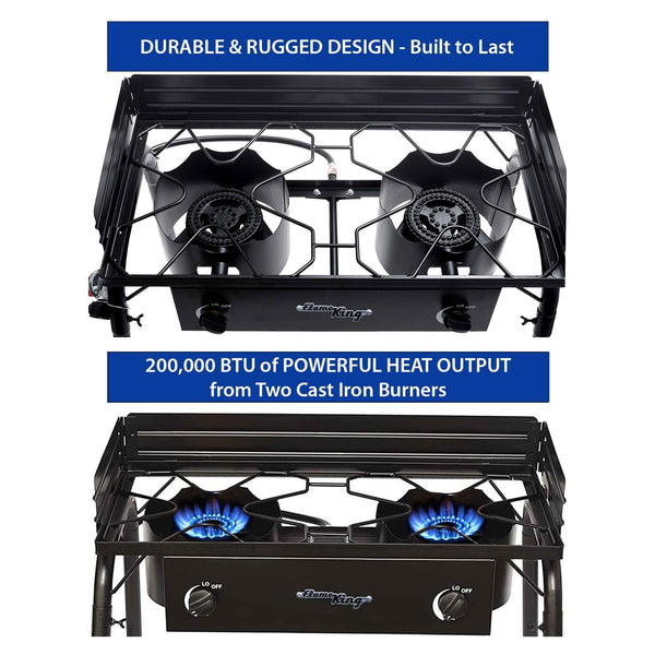 Flame King Outdoor Propane Double Dual Burner Cooker Stove