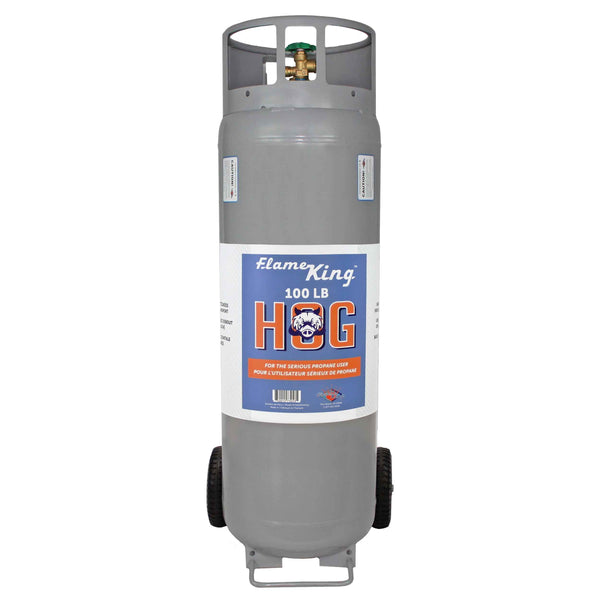 Flame King 100lb Empty Horizontal & Vertical Propane Cylinder with POL & Wheels
