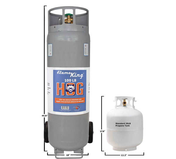Flame King 100lb Empty Horizontal & Vertical Propane Cylinder with POL & Wheels