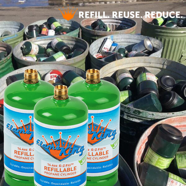 Flame King 1lb Refillable Propane Tank LP Cylinder- 2 Pack Eco Friendly Sustainable Tank