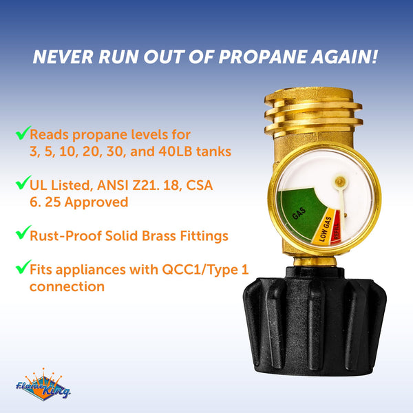 Flame King Propane Gas Level Indicator Check Gauge Meter For Propane Tanks Cylinders