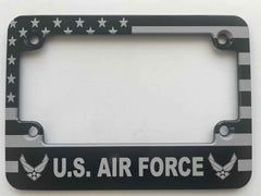Air Force - New Logo American Flag Billet Aluminum Motorcycle License Plate Frame