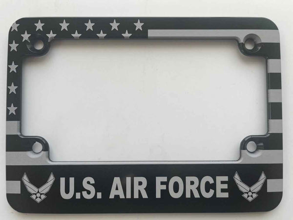 Air Force - New Logo American Flag Billet Aluminum Motorcycle License Plate Frame