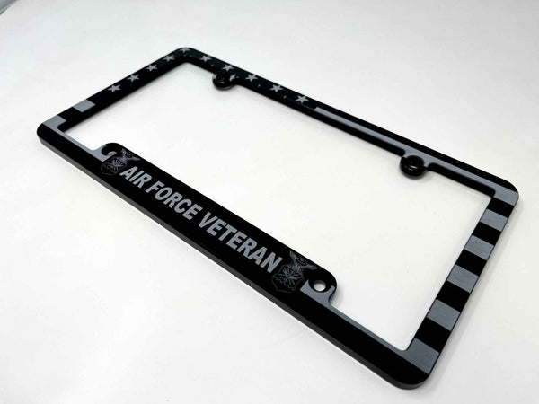 Air Force Veteran American Flag Billet Aluminum License Plate Frame