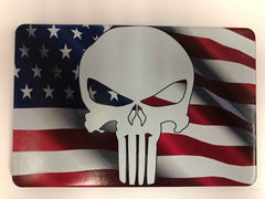 American Flag Waving Color with Punisher Hitch Cover