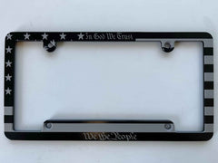 American Flag We The People In God We Trust Billet Aluminum License Plate Frame