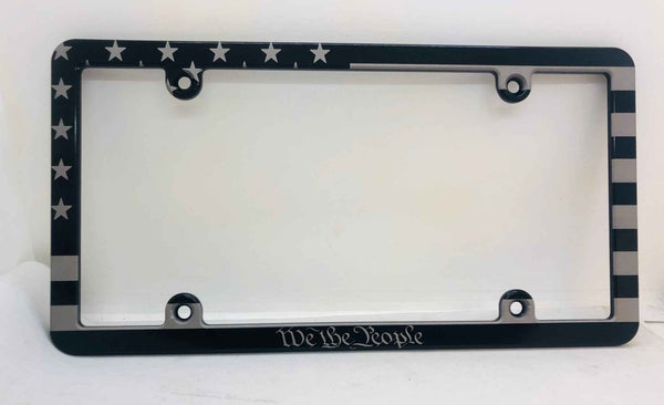 American Flag We The People Slim Billet Aluminum License Plate Frame