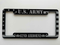 Army 82nd Airborne American Flag Billet Aluminum License Plate Frame