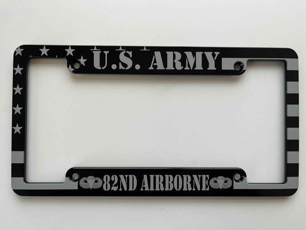 Army 82nd Airborne American Flag Billet Aluminum License Plate Frame