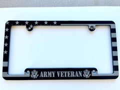 Army Veteran American Flag Billet Aluminum License Plate Frame
