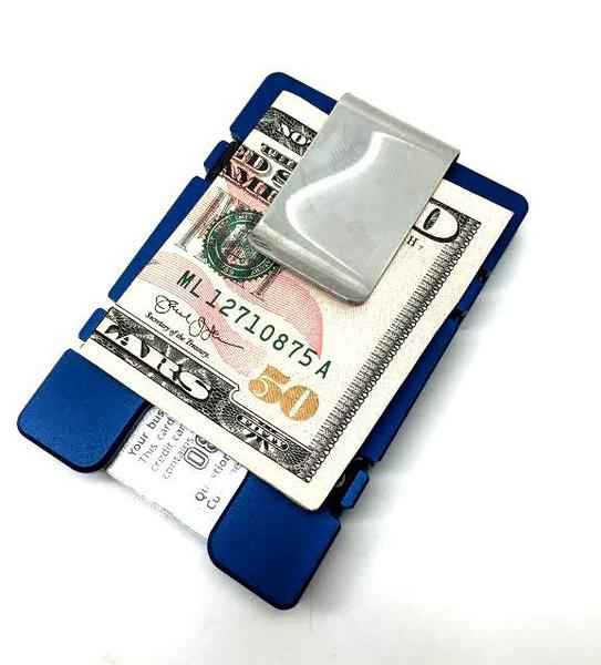 Blue Line With American Flag Police Officer - Aluminum Wallet