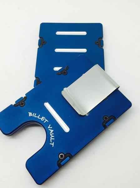 Blue Line With American Flag Police Officer - Aluminum Wallet