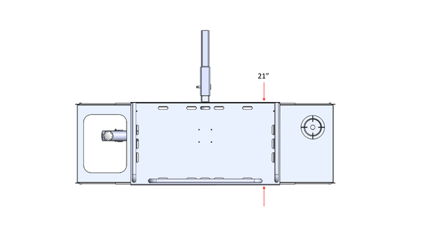 Cook station diagram: closed swing section with gas ports, 21 in length