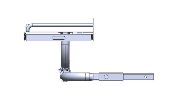 Cook station side-view diagram showing swing arm and gas manifold housing