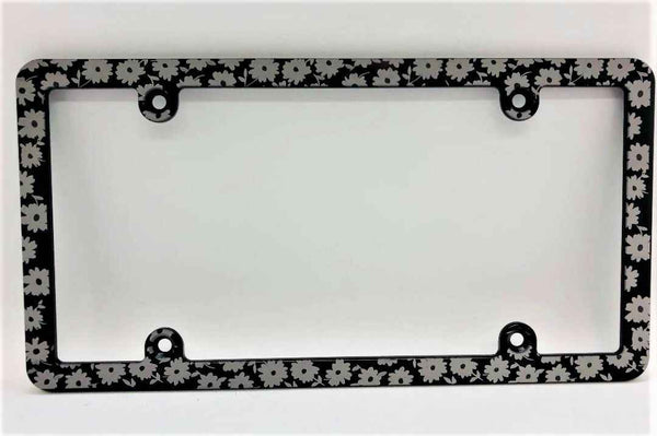 Daisy Pattern Slim Billet Aluminum License Plate Frame
