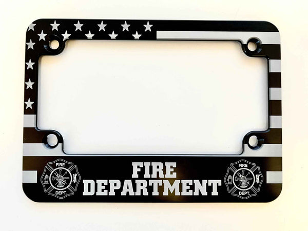 Fire Department Maltese Cross American Flag Motorcycle Billet Aluminum License Plate Frame