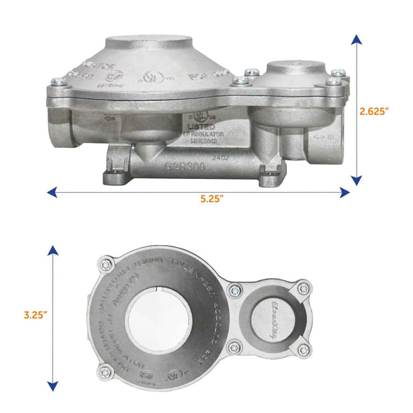 Flame King 2-Stage 300,000 BTU Propane LP Vertical Super Compact Regulator