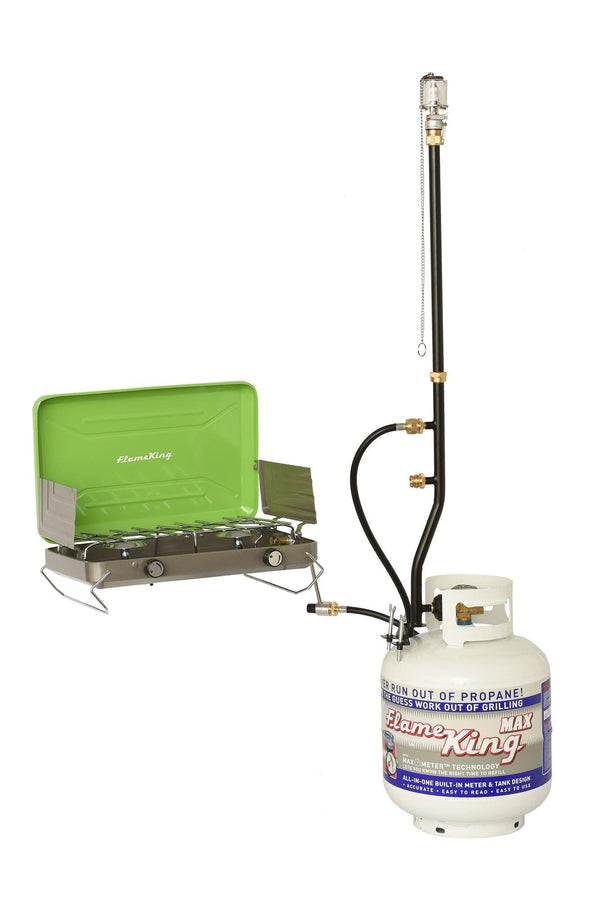 Flame King 3 Outlets Adapter 20 to 1LB Propane Tank Distribution Post Pole Tree Stem Stand - HitchFire