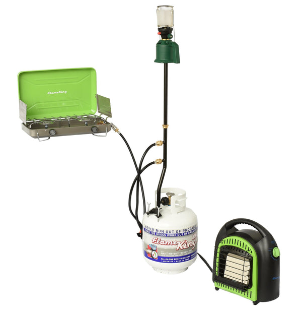 Flame King 3 Outlets Adapter 20 to 1LB Propane Tank Distribution Post Pole Tree Stem Stand - HitchFire