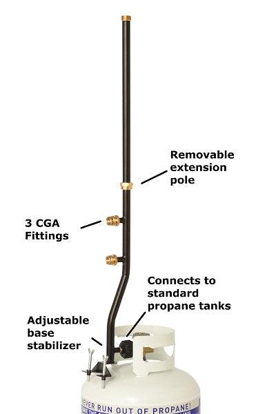 Flame King 3 Outlets Adapter 20 to 1LB Propane Tank Distribution Post Pole Tree Stem Stand - HitchFire