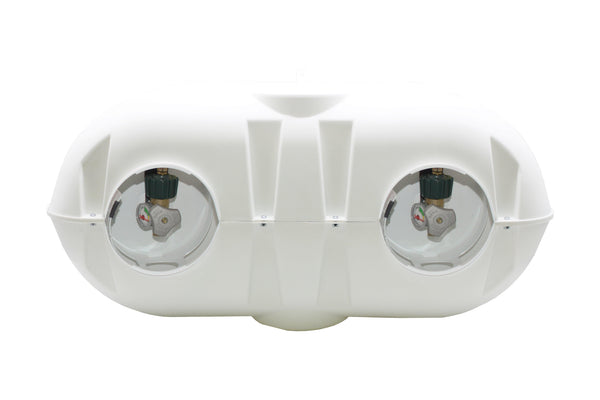 Flame King Dual 30LB LP Propane Tank Light Plastic Heavy Duty Cover RV Trailer White