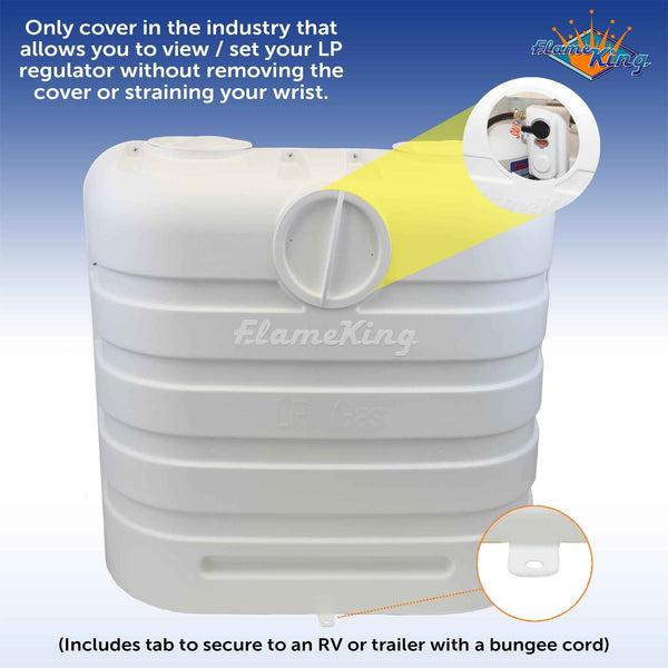 Flame King Dual 30LB LP Propane Tank Light Plastic Heavy Duty Cover RV Trailer White
