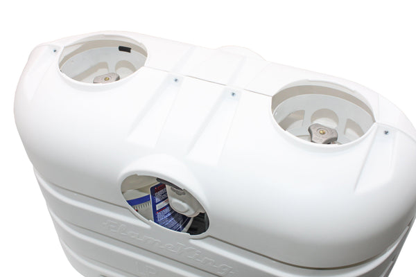 Flame King Dual 30LB LP Propane Tank Light Plastic Heavy Duty Cover RV Trailer White