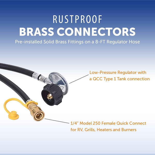 Flame King Propane Regulator Hose with Quick Connect - 12 feet