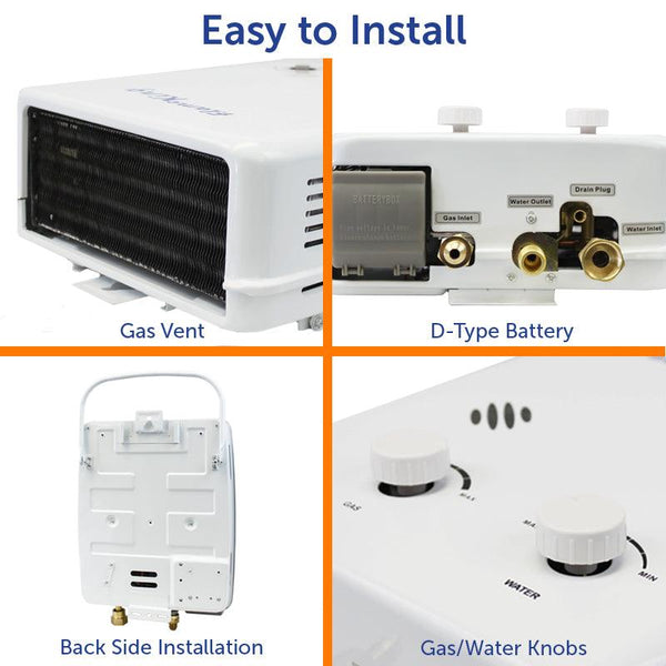 Flame King Tankless Outdoor Portable Camping Hot Shower Propane Gas 5L 1.32GPM Water Heater 34,000 BTU - HitchFire