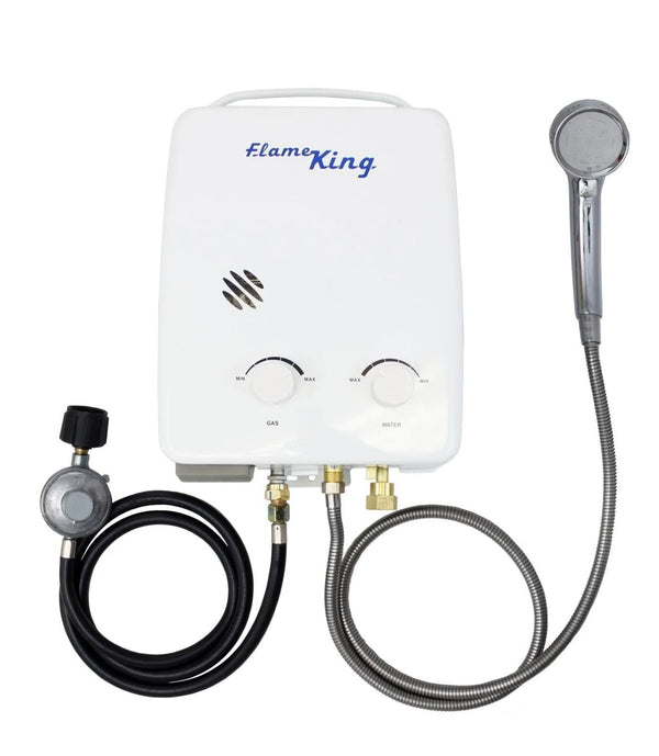 Flame King Tankless Outdoor Portable Camping Hot Shower Propane Gas 5L 1.32GPM Water Heater 34,000 BTU - HitchFire