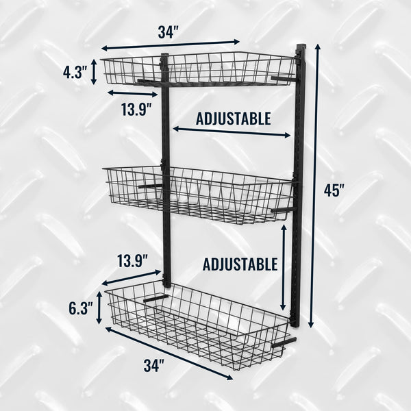 3 Basket Storage Rack | G-Basket | Holds 120 lbs