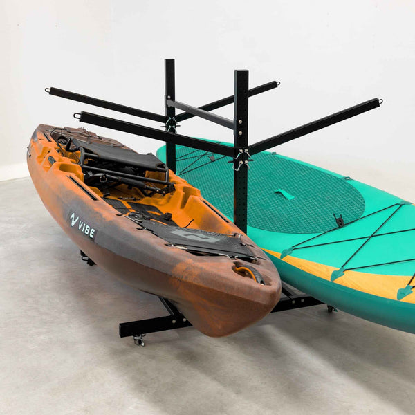 G-Watersport 4 Kayak & Canoe Rack | 4 Levels With Wheels | Double-Sided | Black