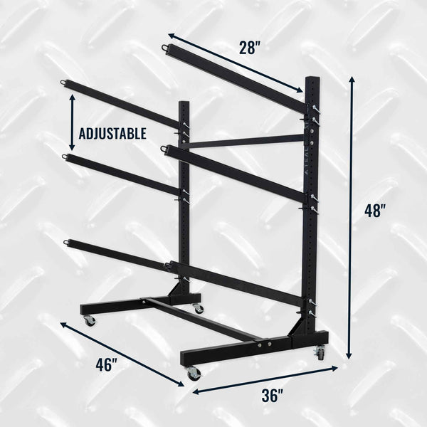 G-Watersport 3 Kayak & Canoe Rack | 3 Levels With Wheels | Single-Sided | Black