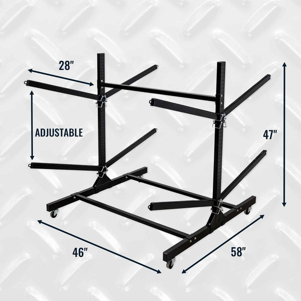 G-Watersport 4 Kayak & Canoe Rack | 4 Levels With Wheels | Double-Sided | Black