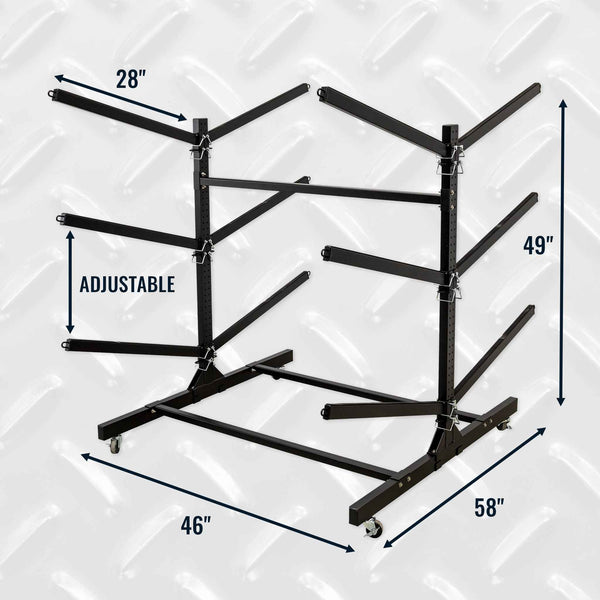 G-Watersport 6 Kayak & Canoe Rack | 6 Levels With Wheels | Double-Sided | Black