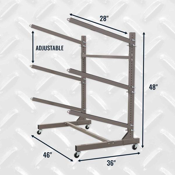 G-Watersport 3 Kayak & Canoe Rack | 3 Levels With Wheels | Single-Sided | Mud