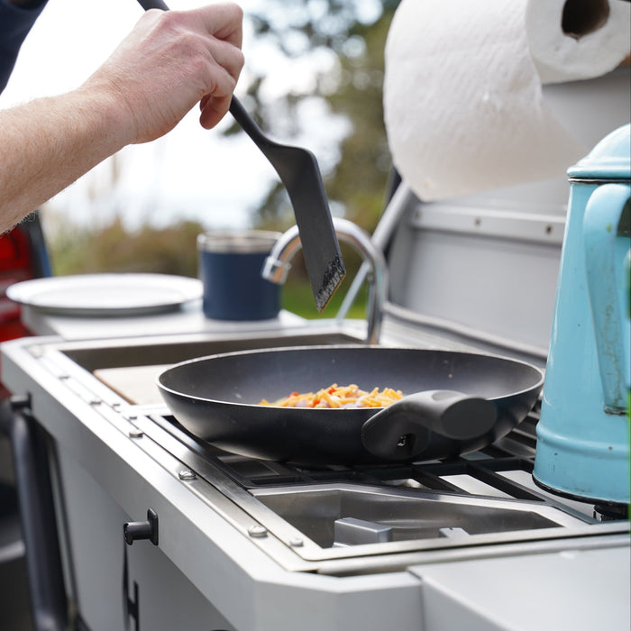 Pan cooking on the Hitch Kitchen