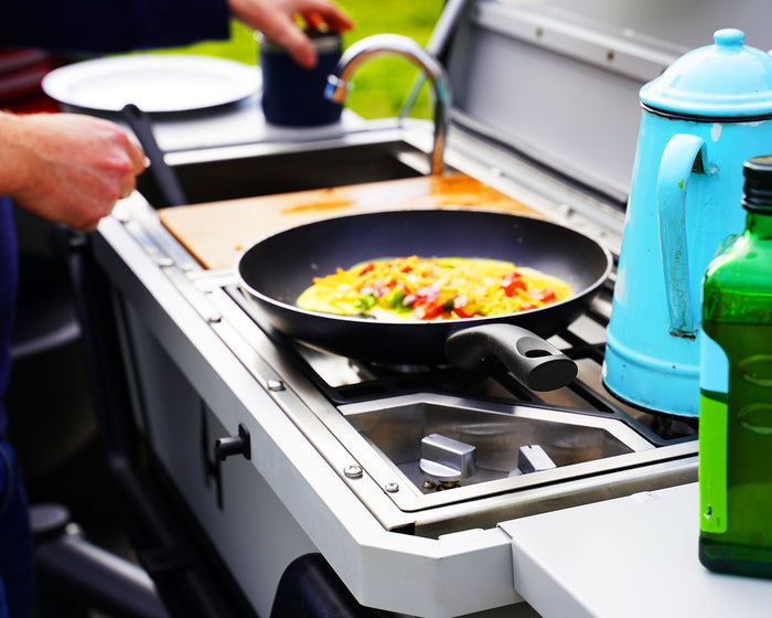 Cooking on the Hitch Kitchen burners