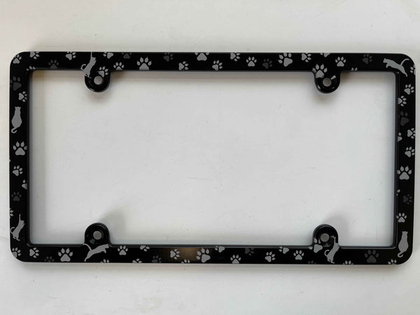 Cats & Cat Paws Slim Billet Aluminum License Plate Frame