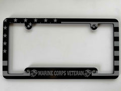 Marine Corps Veteran American Flag Billet Aluminum License Plate Frame