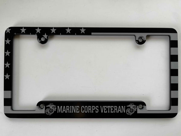 Marine Corps Veteran American Flag Billet Aluminum License Plate Frame