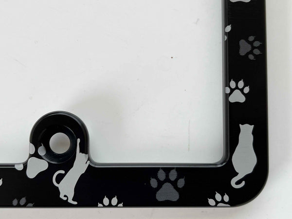 Cats & Cat Paws Slim Billet Aluminum License Plate Frame