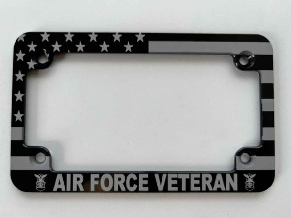 Air Force Veteran American Flag Slim Billet Aluminum Motorcycle License Plate Frame