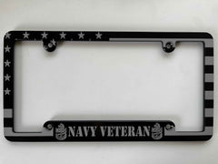 Navy Veteran American Flag Billet Aluminum License Plate Frame