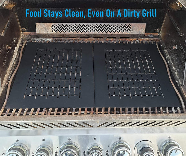 KONA Best BBQ Grill Mats with Holes - Heavy Duty 600 Degree Non - Stick Grilling Mats - 7 Year Guarantee (Set of 2) - HitchFire